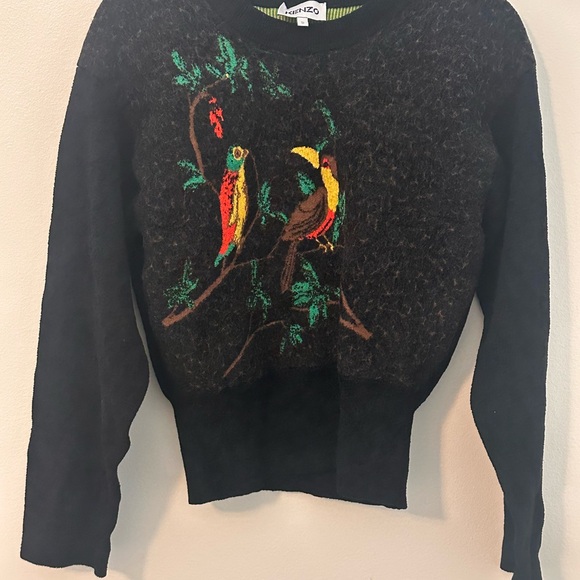Kenzo Sweaters - Kenzo Black Sweater with Vibrant Bird Motif $760